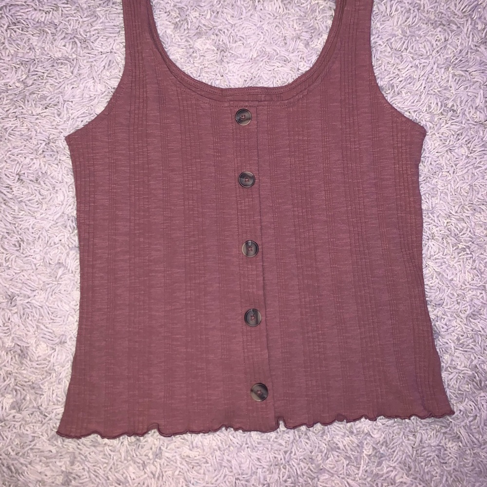 soft tank top button down with lettuce edge